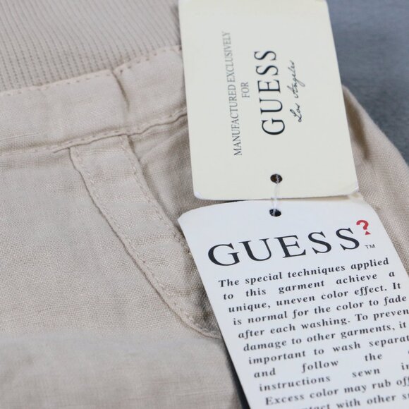 Guess Linen Blend Jogger Pants Women S Beige Casual Elastic Waist NWT Read - Picture 15 of 15